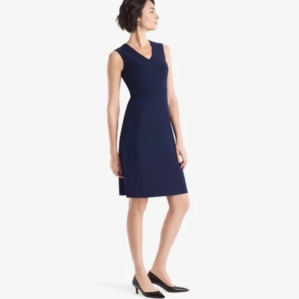 MM Lafleur classic Annie v-neck Dress in Deep Indigo Blue 14
